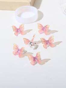 6pcs/Set Butterfly Hair Clip Cute,Pink Accessories Claw Clips Hair Claws Hair Barrettes - Multicolor - View 4