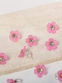 10个珍珠花朵发夹，编织发夹，女士发饰，婚礼珍珠花朵发夹，适合夏季、海滩、度假、发饰，花卉配饰 - 玫紅色 - 查看 4