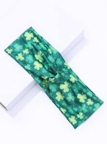 三葉草印花髮帶 - 綠色 - 查看 1
