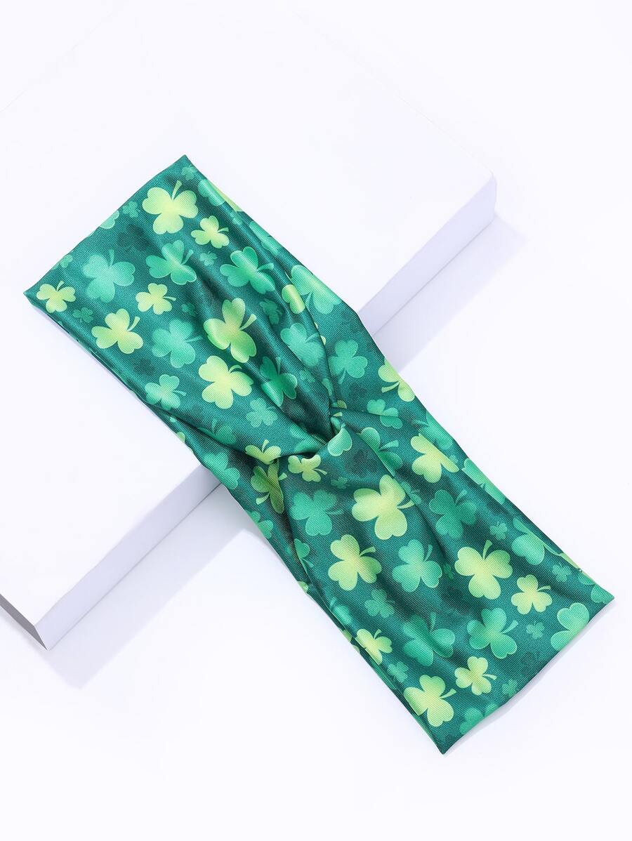 三葉草印花髮帶 - 綠色 - 查看 1
