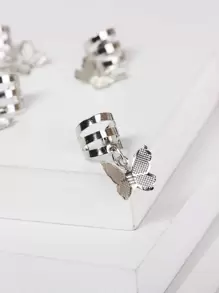 15个银色蝴蝶发圈，女士编发饰品，夏季蝴蝶发夹，蝴蝶吊坠发饰，学习用品 - 銀色 - 查看 3