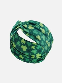 三葉草印花髮帶 - 綠色 - 查看 2