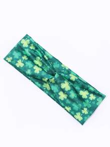 三葉草印花髮帶 - 綠色 - 查看 3