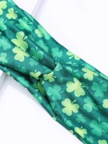 三葉草印花髮帶 - 綠色 - 查看 4