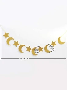 1 Ngôi Sao & Mặt Trăng Biểu Ngữ Trang Trí, Giấy Đơn Giản Chi Tiết Lấp Lánh Kéo Cờ Cho Đảng, Ngày Lễ - Vàng - Xem 3