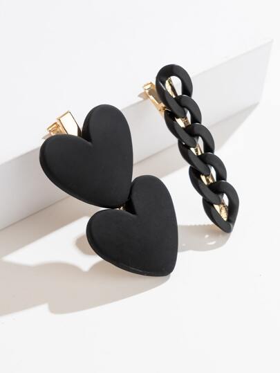 2pcs Heart Decor Hair Clip