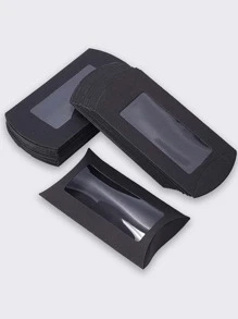 10入組極簡素色枕頭形狀禮品包裝盒適用於生日派對 - 黑色 - 查看 1