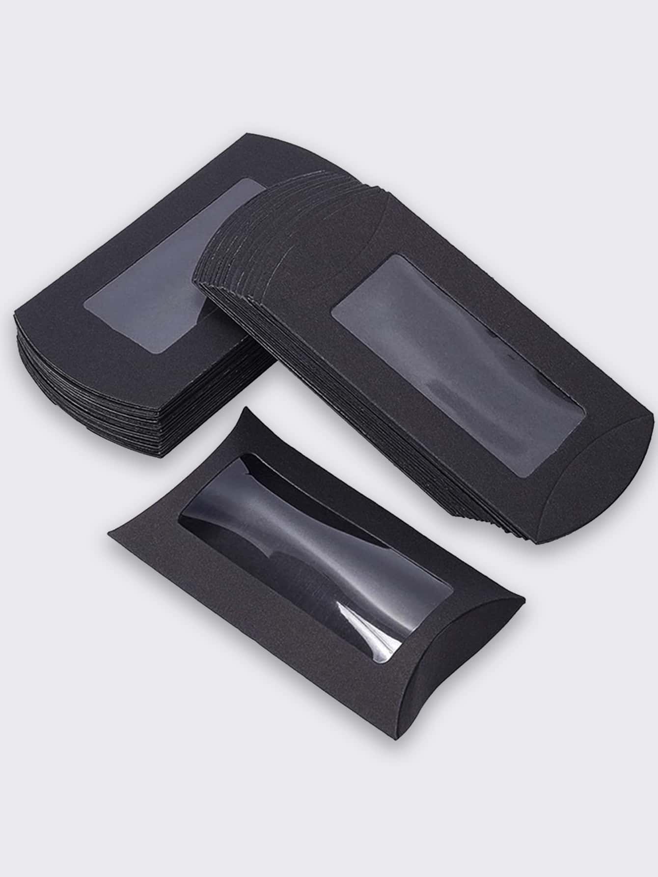 10入組極簡素色枕頭形狀禮品包裝盒適用於生日派對 - 黑色 - 查看 1