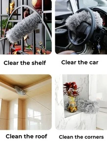 1入組280厘米可調節伸縮除塵刷彎曲除塵器除塵家用除塵家用清潔工具 - 灰色 - 查看 10