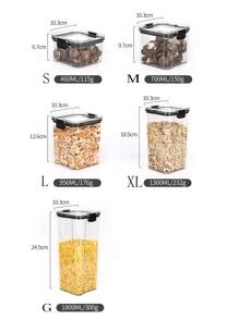 1入組PET食品儲存罐廚房用簡約透明密封罐 - 黑色 - 查看 2