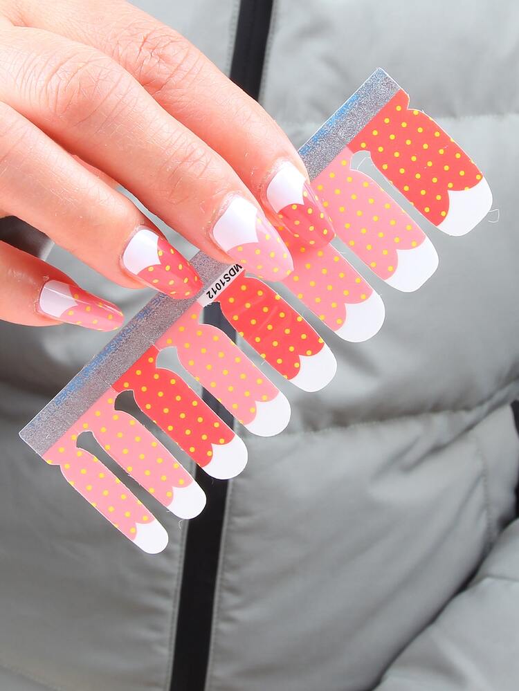 2 Polka Dot Nail Art-stickers en 1 nagelvijl - Veel kleurig - Bekijken 1