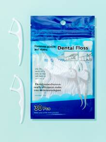 Seda dental de limpieza profunda, 30 piezas de seda dental desechable de plástico limpio para viajes, decoración del hogar, sala de estar, dormitorio, baño, accesorios de viaje, regalos para hombres, mamá, papá, amigos, Año Nuevo, bodas, fiestas, cumpleaños, accesorios, regalos divertidos - Blanco - Ver 1