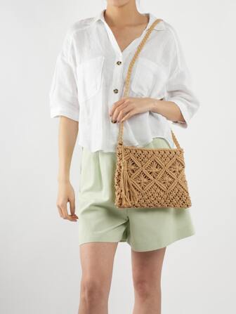 Minimalist Hollow Out Straw Bag