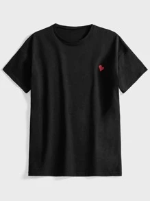 RueChic Men Heart Print Tee - Black - View 1