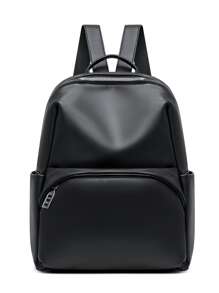 Mochila clásica impermeable, ligera y portátil con relieve Litchi - Negro - Ver 1