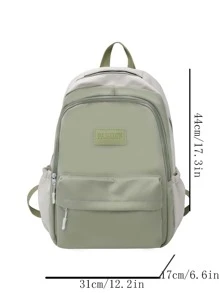 Patch Detail Classic Backpack School Bag For Graduate, Teen Girls, Freshman, Sophomore, Junior & Senior In College, University & High School, Perfect For Outdoors ,Travel & Back To School - Green - View 3