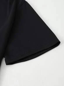 Claim Dot Men Casual Letter Graphic Drop Shoulder Oversized Tee - Black - View 5