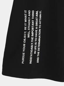 SHEIN Leap Crew Áo thun dệt kim thoải mái rộng rãi in họa tiết hoa và chữ tối giản cho bé trai tuổi mới lớn - màu đen - Xem 3