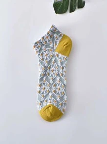 5 pares Calcetines tobilleros con patrón floral - Multicolor - Ver 5