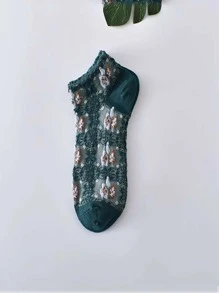 5 pares Calcetines tobilleros con patrón floral - Multicolor - Ver 6