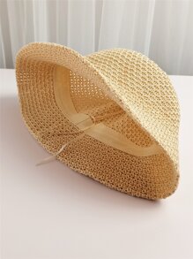 Sombrero de paja con abertura - Beis - Ver 3
