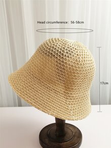 Sombrero de paja con abertura - Beis - Ver 4