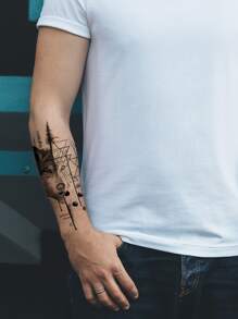 紋身貼紙,1張狼樣式一次性紋身適合女士,紋身貼紙成年人,逼真紋身貼狼,適合女士和女孩