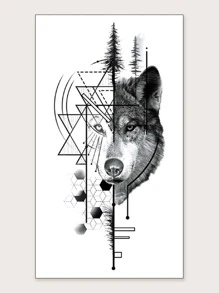 紋身貼紙,1張狼樣式一次性紋身適合女士,紋身貼紙成年人,逼真紋身貼狼,適合女士和女孩