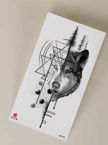 紋身貼紙,1張狼樣式一次性紋身適合女士,紋身貼紙成年人,逼真紋身貼狼,適合女士和女孩