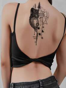 紋身貼紙,1張狼樣式一次性紋身適合女士,紋身貼紙成年人,逼真紋身貼狼,適合女士和女孩