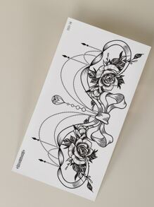STARTTOOS Tattoo Sticker Kits, 6 Sheets Floral Pattern Tattoos For Children, Tattoo Stickers Adults, Realistic Tattoo Heart, Floral, For Women And Girls - Black - View 5