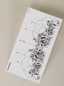 STARTTOOS Tattoo Sticker Kits, 6 Sheets Floral Pattern Tattoos For Children, Tattoo Stickers Adults, Realistic Tattoo Heart, Floral, For Women And Girls - Black - View 6