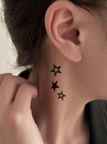 STARTTOOS Tattoo Sticker Kits,2 Sheets Star Pattern Tattoos For Children,Tattoo Stickers Adults,Realistic Tattoo Butterfly ,For Women And Girls - Black - View 3