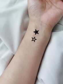 STARTTOOS Tattoo Sticker Kits,2 Sheets Star Pattern Tattoos For Children,Tattoo Stickers Adults,Realistic Tattoo Butterfly ,For Women And Girls - Black - View 5