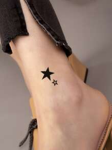 STARTTOOS Tattoo Sticker Kits,2 Sheets Star Pattern Tattoos For Children,Tattoo Stickers Adults,Realistic Tattoo Butterfly ,For Women And Girls - Black - View 6