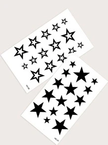 STARTTOOS Tattoo Sticker Kits,2 Sheets Star Pattern Tattoos For Children,Tattoo Stickers Adults,Realistic Tattoo Butterfly ,For Women And Girls - Black - View 7