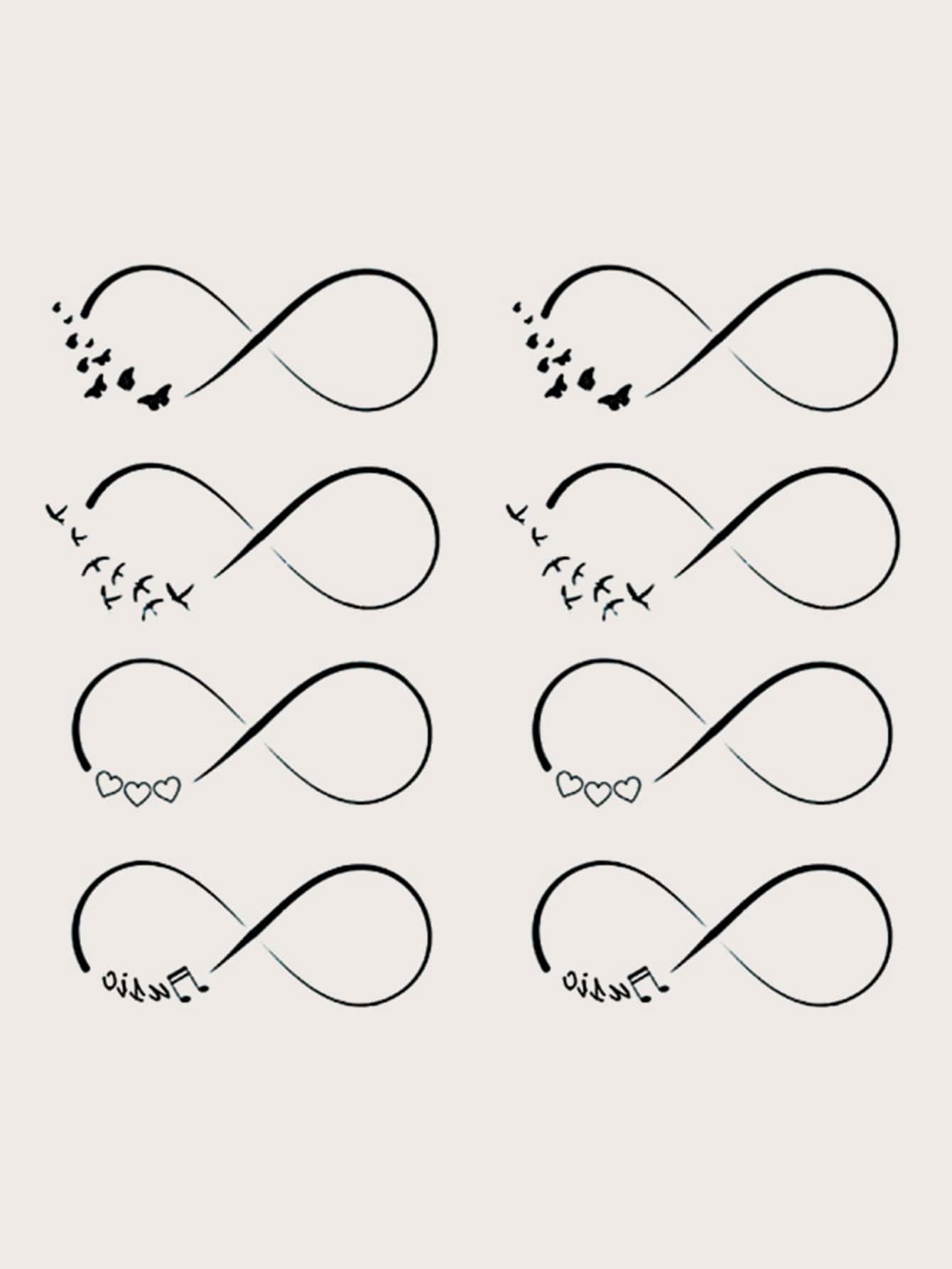 STARTTOOS 纹身贴纸套装，2 张心形和蝴蝶图案纹身，适合儿童，成人纹身贴纸，逼真的纹身心形、蝴蝶，适合女性和女孩 - 黑色 - 查看 7