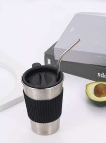 1 套可重复使用金属饮用吸管 304 不锈钢坚固弯直饮料吸管金属吸管可重复使用吸管圣诞礼物 - 銀色 - 查看 4