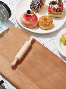 1pc Mini Wooden Rolling Pin, Uncoated Small Size Baking Rolling Pin, Household Dough Roller - Khaki - View 1