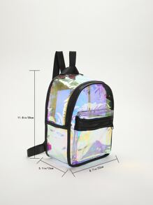 Mochila holográfico con bolsillo delantero - Negro - Ver 3