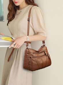 Minimalist Hobo Bag - Brown - View 1
