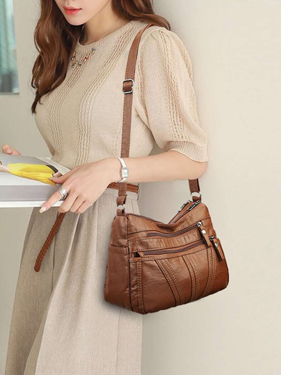 Minimalist Hobo Bag - Brown - View 1