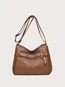 Minimalist Hobo Bag - Brown - View 3