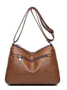 Minimalist Hobo Bag - Brown - View 6