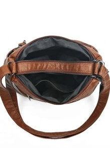 Minimalist Hobo Bag - Brown - View 7