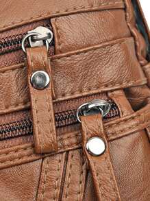 Minimalist Hobo Bag - Brown - View 8