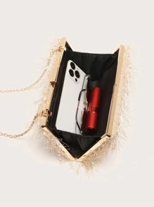 Bolsa De Noite Com Cadeia Decorativa De Franja Elegante Com Brilho, Glamorosa E Brilhante, Bolsa De Noiva Perfeita Para Casamento, Baile E Festa, Bolsa De Jantar Para Garotas De Festa E Mulheres, Presente Ideal Para Mulheres Em Festas, Casamentos, Bailes E Jantares/banquetes - Damasco - Ver 6