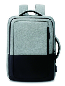 男士雙色USB充電端口電腦雙肩包 - 彩色 - 查看 1