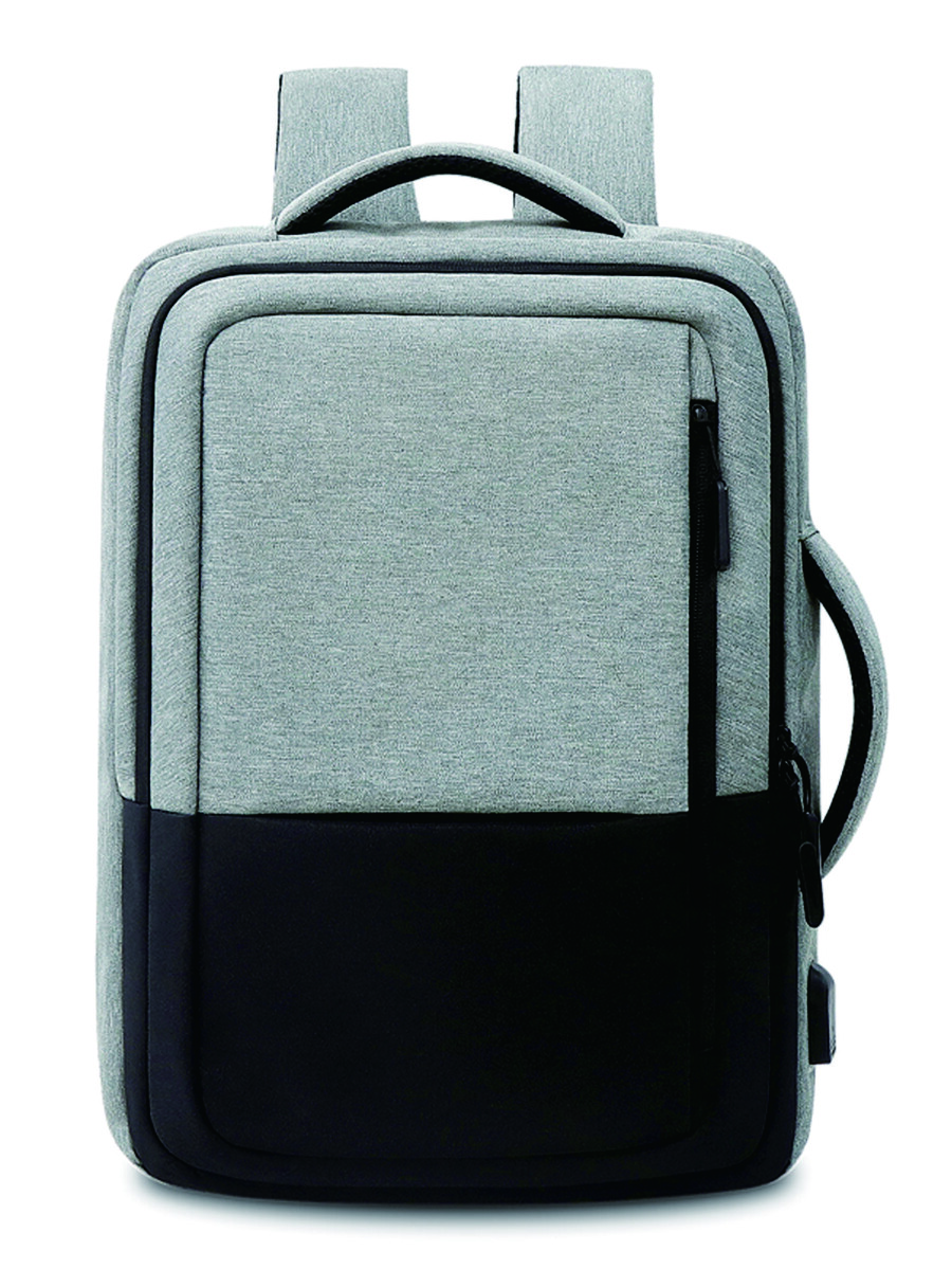 男士雙色USB充電端口電腦雙肩包 - 彩色 - 查看 1