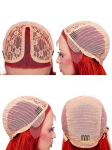 13*1 dentelle part T Perruque synthétique long droit - Rouge - Voir 8